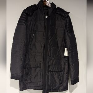 CALVIN KLEIN PREMIUM BODY SLIM FIT FAUX LEATHER TRIM HOODED JACKET MENS SIZE L